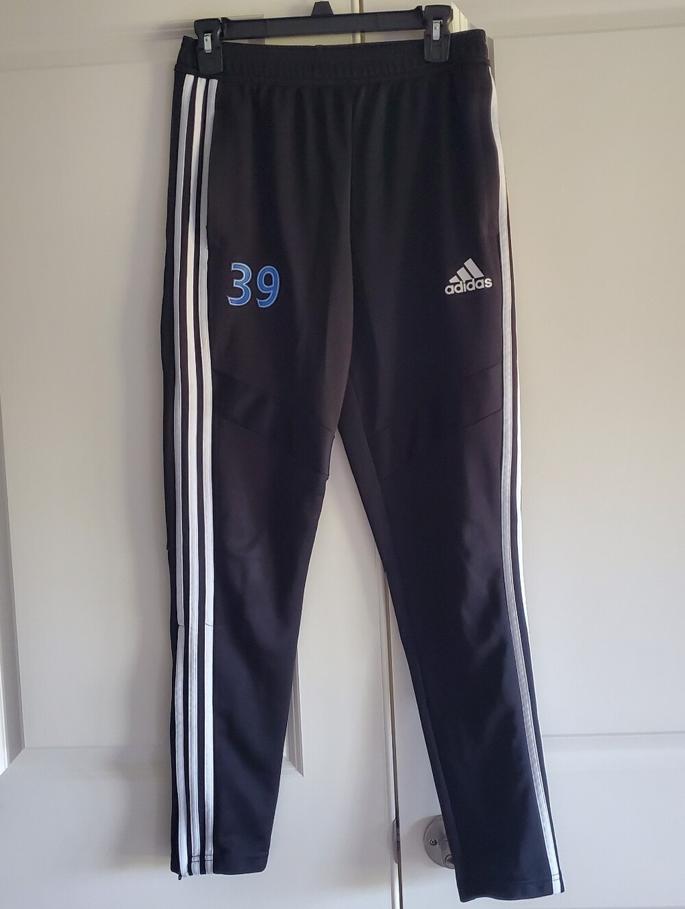 Adidas Boys' Climacool Track Pants Black Classic White Stripe Size L #39 on Leg